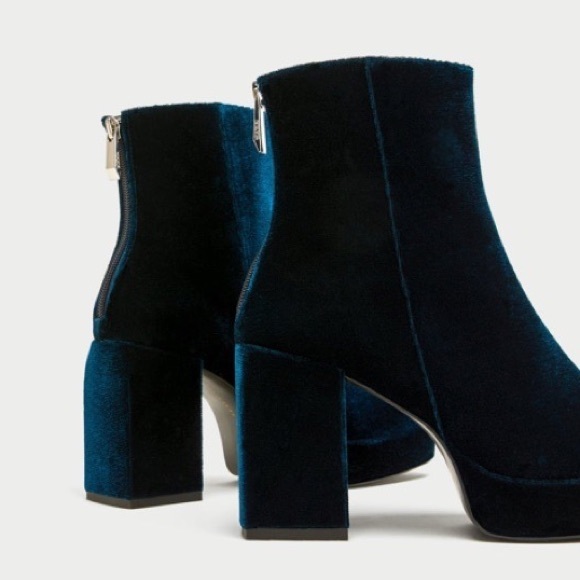 Zara Shoes - Blue Electric velvet platform boots